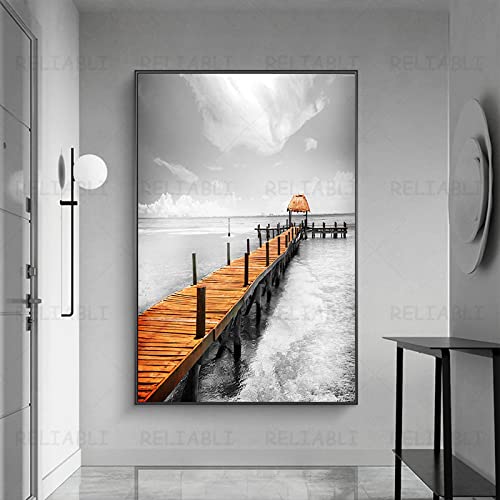 Decoration murale salon moderne pour habiller un grand mur vide triptyque plage - 4
