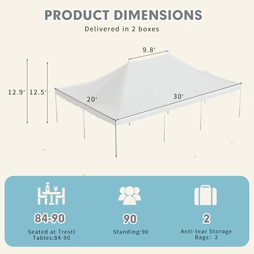 EROMMY Large White Tents for 120 People, Weekend Party Canopies with Carry Bags