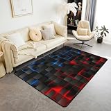 Feelyou Red Blue and Black Area Rug 3x5 Kids Light Geometric Decorative Carpet Set for Boys Teens Decor Geometry Living Room Rugs Modern Style Indoor Floor Mat Room Decor