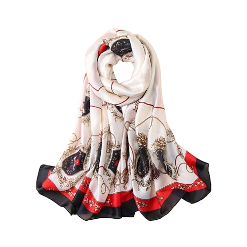Image of Printed Poly Silken feel Scarf Stole for Women | Stylish, Soft, & Lightweight | Satin Feel Neck Scarf, Hair Scarf, Head Scarf for Women