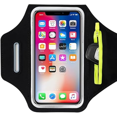 TRIXES Black Running Armband with Earbud Bag Cover