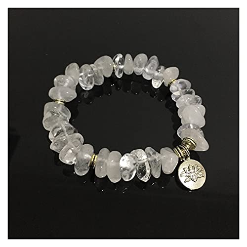 NZQK Pulsera de Chips de Cuarzo Transparente de Estiramiento Pulseras de Piedra Natural Pañales Irregulares Piedras