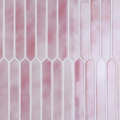 CRE8TIVE Rosa Azulejos Adhesivos Cocina Hexágono Largo Baldosas Adhesivas Pared Marmol Impermeable Cenefa Adhesiva Baño 3D Azulejos Adhesivos Baño Chimenea Salpicadero Cocina 4 Piezas 30.5cm x 30.5cm