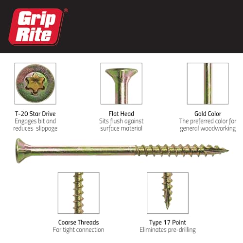 Image of PRIMESOURCE 3GCS1 1LB 9X3 CONST Screw, 9 by 3 inch, Gold