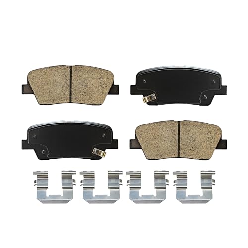 Image of Detroit Axle - Rear Brake Pads for Kia Sorento Sedona Borrego K900 | Hyundai Santa Fe XL Entourage Equus Genesis Coupe, Ceramic Brake Pads w /Hardware Replacement