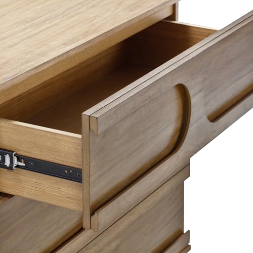Image of Nathan James Iris 3 Drawer Dresser, Mid-Century Modern Solid Wood Dresser for Living Room, Light Brown