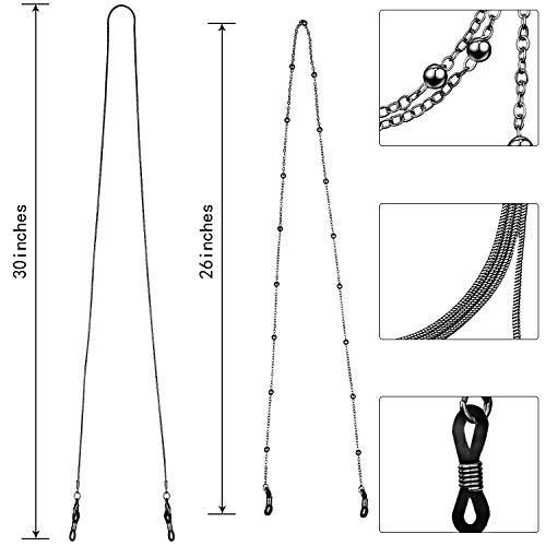 Frienda 6 Pieces Eyeglass Chains Elegant Eyewear Retainer Beaded Eyeglass Strap Holder (Black, Silvery) #TOP3