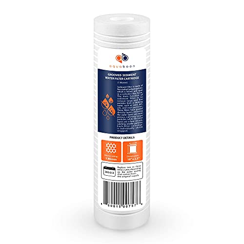Aquaboon 1 Micron 10" X 2.5" Grooved Sediment Water Filter Replacement Cartridge For Any 10 Inch Ro Unit, Whole House Sediment Filtration, Compatible With P5, Ap110, Wfpfc5002, Cfs110, Rs14, 6-Pack #TOP7