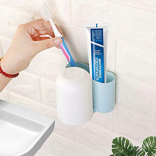 Toothbrush Holder, Wall-Mounted Toothbrushes Rack Toothpaste Holder Bathroom Shower Accessories Organizer 2 Pack - Thumbnail 4