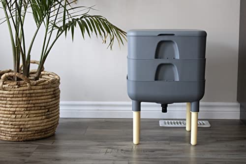 Image of FCMP Outdoor - The Essential Living Composter, 2-Tray Worm Vermicomposter Bin (HF-LC4000v2-GRY) Grey