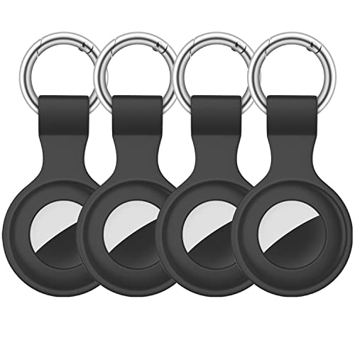 4 Pack Airtag Case Holder for Apple Air Tag, Airtag Case with Anti-Lost Keychain, Silicone Protective Cover for Kids' Backpacks, Dog Collars, Luggage, Multi-Color Protective AirTag Accessories
