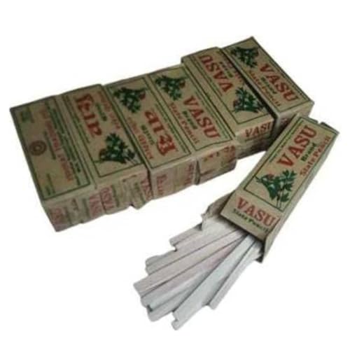 Image of Brighty 7 Box Vasu Thin Slate Pencil | 100 Sticks Natural Earthy Chalk | Soft White Slate Stone for Writing, Drawing, Craft & Marking | Eco Friendly & Non Toxic Slate Pencil Set
