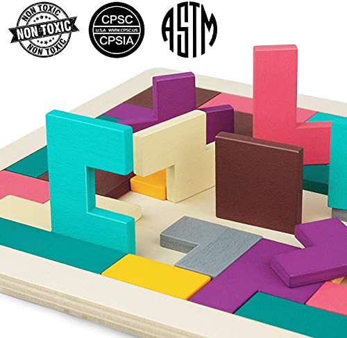 Image of PLUSPOINT Wooden Russian Blocks Pack of 10 Puzzles for Kids Adults, Wood Intelligence Puzzle for Kids Wooden Kids Jigsaw Puzzles Brain Teasers Toy Educational Gift for Kids 5-10 Years Travel Puzzle