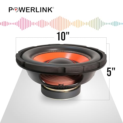 Image of POWERLINK 10 inch Subwoofer Imported Orange SPL Foam-400W Power /4-Ohm /1.5-Inch Copper Coil /120mm Single Magnet Ideal for Upgrading Car Bass Tubes, Home Subwoofer Systems,DIY Audio Projects