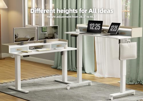 YDN-Electric-Standing-Desk-with-Drawers-Adjustable-Height-Stand-Up-Desk-48-inch-Electric-Sit-Stand-Computer-Desk-for-Home-Office-White