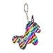 Produktbild Maoran Schlüsselanhänger mit Pailletten im Auto, reflektierend, buntes Einhorn, Geburtstagsgeschenk, für Damen, Mädchen, 12 x 8 cm, Farbe, 12x8cm