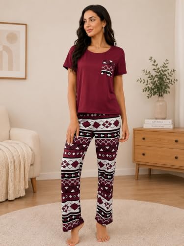 Image of LITZO Womens Night Suit || Printed Round Neck Short Sleeve Nightsuit Set | Pajama Set | Casual Night Dress for Women (L-25-27)