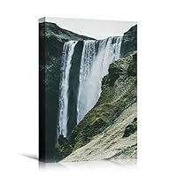 Canvas Wall Art Mountain Waterfalls Landscape Multicolor Photography Relax/Calm Traditional Waterfall - 12x18 inches