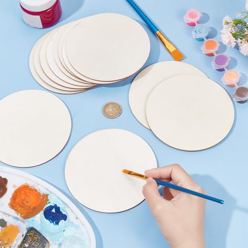 NBEADS 20 Pcs Wooden Unfinished Round Circles - Image 3