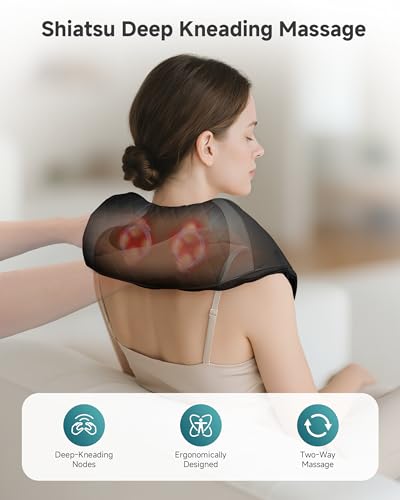 Image of Snailax Cordless Neck Massager with Heat, Shiatsu Neck Back Massager for Pain Relief Deep Tissue, 4D Kneading Shoulder Massager Pillow for Shoulder, Leg Rechargeable Massage Gifts for Mom, Dad