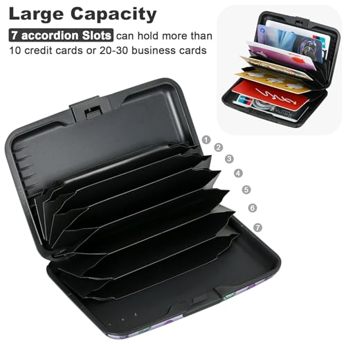 Image of ELFISH Mini RFID Aluminum Wallet Credit Cards Holder Business Card Case Metal ID Case for Men Women(Colorful Butterflies)