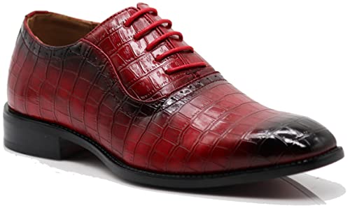 Image of Gator3N Men's Alligator Crocodile Print Oxfords Fashion Lace Up Dress Shoes