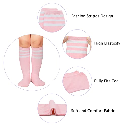 Durio Toddler Kids Soccer Socks Striped Sport Soccer Socks for Boys Girls Cotton Toddler Knee High Tube Socks for kids4