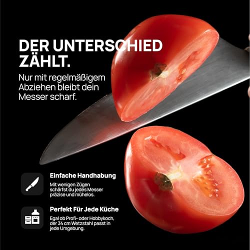 Foto von SCHWERTKRONE® Wetzstahl für Messer [MADE IN SOLINGEN - GERMANY] - Messerschärfer Stab - Wetzstab Messerstahl - Messerschärfer Knife Sharpener - Höchste Qualtiät für Profis (Chrom Vanadium) - 34cm