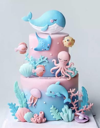 Meerestier Tortendeko Geburtstag Ozean Themen Kuchen Dekoration Deko Meerestier Kuchen Topper für Unter Meer Themen Babydusche Party Dekor