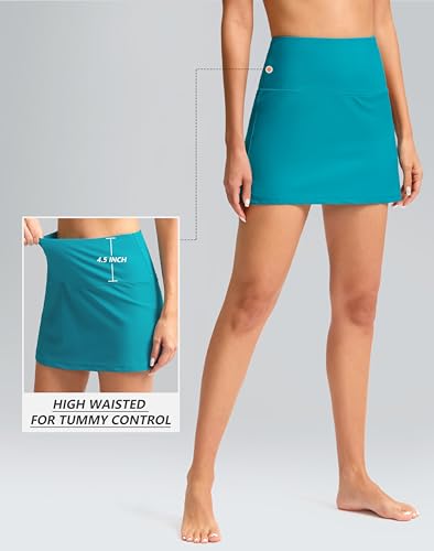Image of SANTINY Women's High Waisted Swim Skirt with Pocket Tummy Control Tankini Swimsuit Bathing Suit Bottoms for Women