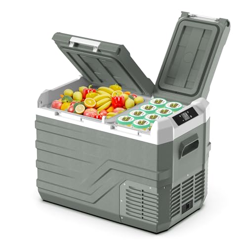 Image of Alpicool 12 Volt Refrigerator Portable Refrigerator for Car 33 Quarts Car Fridge Portable 12V Dual Zone Fridge Freezer 12/24V 110~240 Volt AC for Truck RV Camper SUV Electric Cooler for Camping