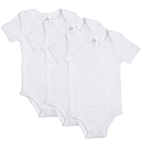Jack & Jill Baby Short Sleeve White Bodysuit - Unisex Baby Bodysuit Organic 100% Cotton Baby Onesies 3-Pack (Size 24 months)