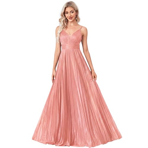 Image of Sexy Backless Maxi Formal Dress for Women with Sequin, Sleeveless Pleated Evening Gowns for Wedding and Cocktail