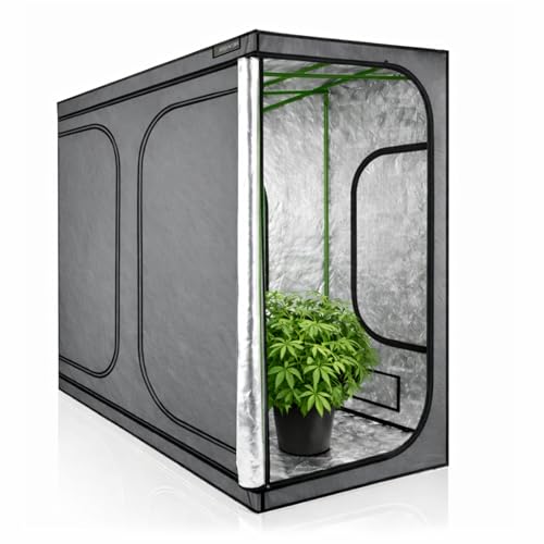 HIGHWERK Growzelt 240 x 120 x 200 cm | MyHomeGrow Grow Tent, Grau...