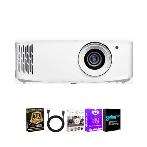 Optoma 4K UHD Projector HDR High Brightness Home Theater DLP Technology White Compact Design Gaming...