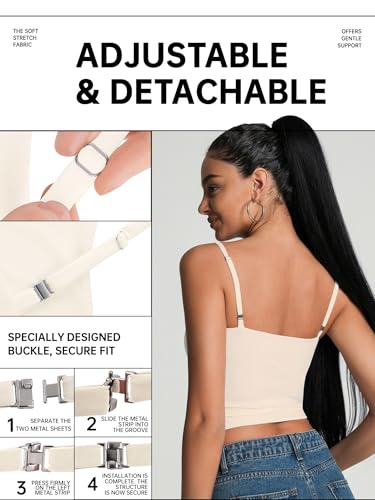 Women's Scoop Neck Tank Top Adjustable Spaghetti Strap Camisole Going Out y2k Tops Slim Fit Cami Tank4