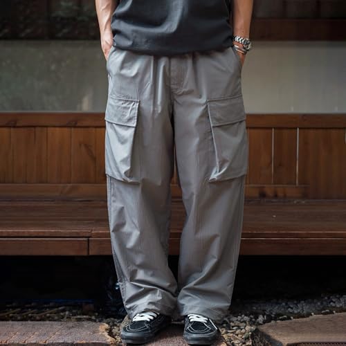 XYXIONGMAO Men's Black Hip Hop Casual Loose Cargo Pants Multi-Pocket Sweatpants Streetwear Pleated Techwear Joggers Overalls4