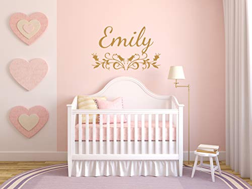 Vinyl Sticker Emily Name Girl Floral Font Type Kids Room Nursery Mural Decal