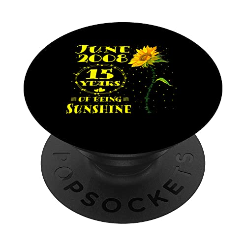 Cumpleaños 15 años de edad, amantes de los girasoles, niñas junio de 2008 PopSockets PopGrip Intercambiable