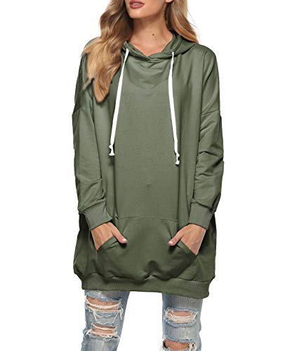 Famulily Long Hoody mit Kapuze Bequem Winterpullover Damen Warm Lang...