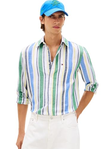 Image of Tommy Hilfiger Men's Long Sleeve Casual Linen Button Down Shirts in Regular Fit