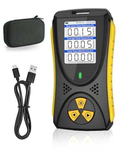 RUIZHI Portable Geiger Counter - Rechargeable Nuclear Radiation Detector for Beta Gamma X-ray Detection Measures in CPM Sv/h R/h Sv Geiger Sensors with LCD Screen