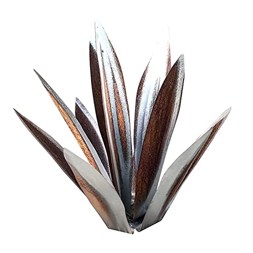 WEVB Agave country escultura DIY metal agave planta, jardín patio arte jardín patio estanque decoración de césped antioxidante adornos (plata 27cm) Cover