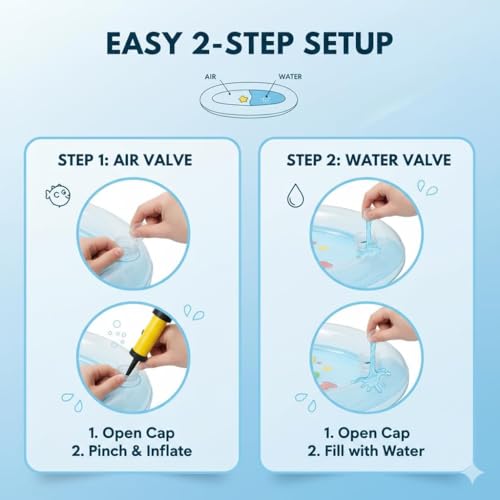 Image of Baby Gym and Fitness Inflatable Tummy Time pad Premium Kids Water Play Mat | Multi-Function Fitness Kids Water Play Mat for Infants, Boys and Girls (Playmats & Floor Gyms - Square)