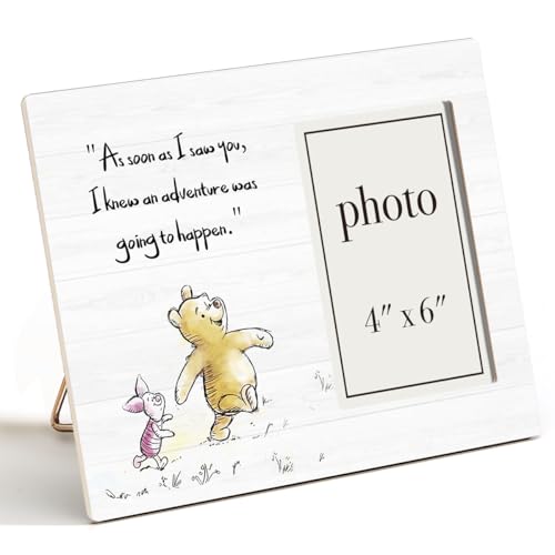 AKFVNSFK Pooh Bear Quote Picture Frame Pooh Nursery Decor Friendship Gifts for Her Him Friends An Adventure Was Going To Happen Photo Frame for 4 x 6 Inch Photo