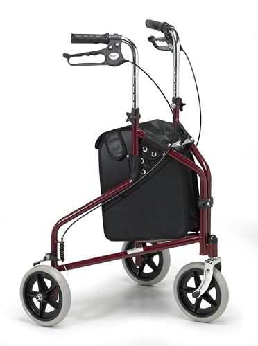 Days Tri Wheel Folding Walker, Red