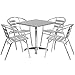 Flash Furniture Square Aluminum Indoor Outdoor Table with 4 Slat Back Chairs, 27.5''