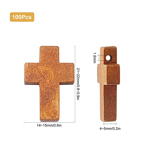 SUNNYCLUE 100Pcs Easter Wooden Crosses Bulk Wood Cross Pendants Natural Wooden Small Cross Charms Pendants for Party Favors Necklace Jewelry Making DIY Craft Handmade Accessories - Image 2
