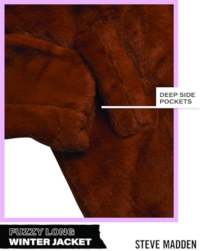 Steve Madden Women's Fur Coat - Cozy Faux Fur Coat for Women - Warm Fuzzy Long Womens Winter Coat and Down Jacket (S-XL)4