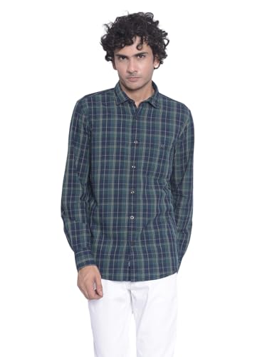 Image of Crimsoune Club Men's Navy Blue Checked Shirt
